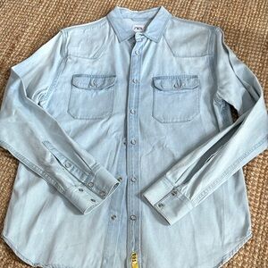 Zara Women's Light Blue Button Down Shirt